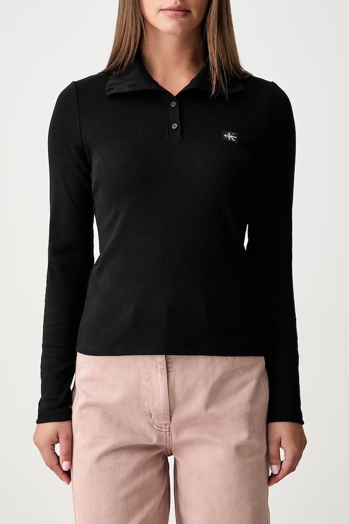 Calvin Klein Jeans longsleeve damski bawełniany z elastanem czarny LV047H203G
