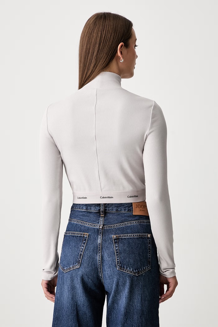 Odzież Calvin Klein Jeans longsleeve damski bawełniany z elastanem LV047H240G szary