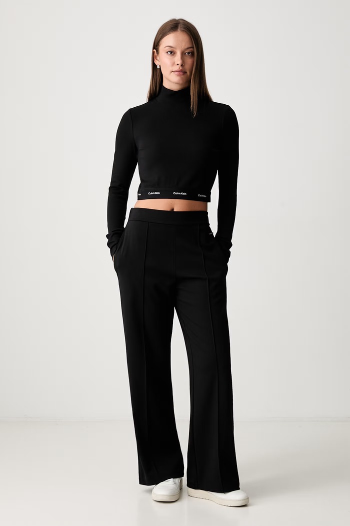 Calvin Klein Jeans longsleeve damski bawełniany z elastanem LV047H240G czarny AW26