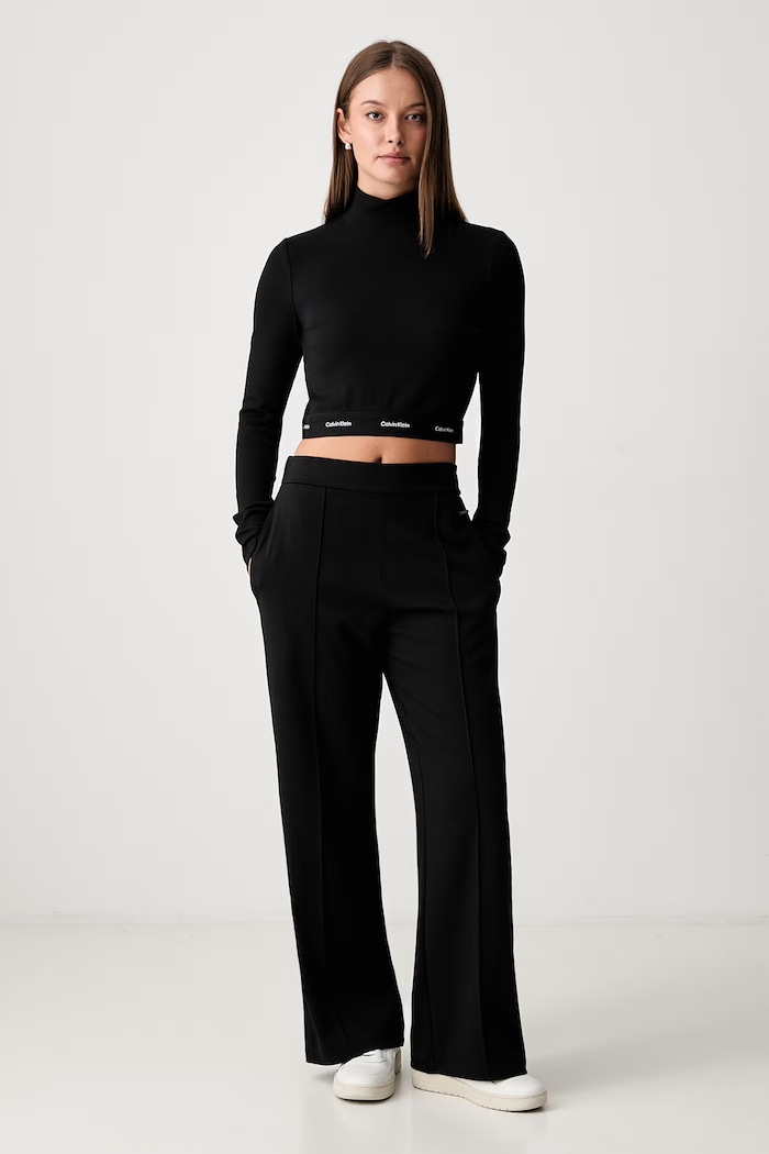Calvin Klein Jeans longsleeve damski bawełniany z elastanem LV047H240G czarny AW26