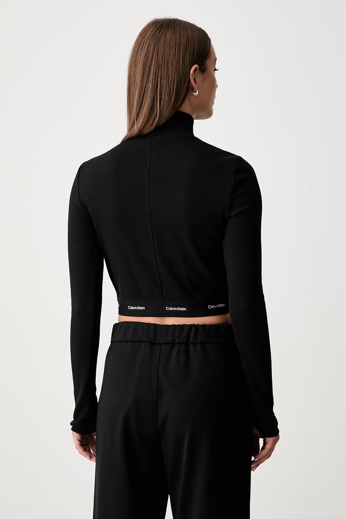 Odzież Calvin Klein Jeans longsleeve damski bawełniany z elastanem LV047H240G czarny