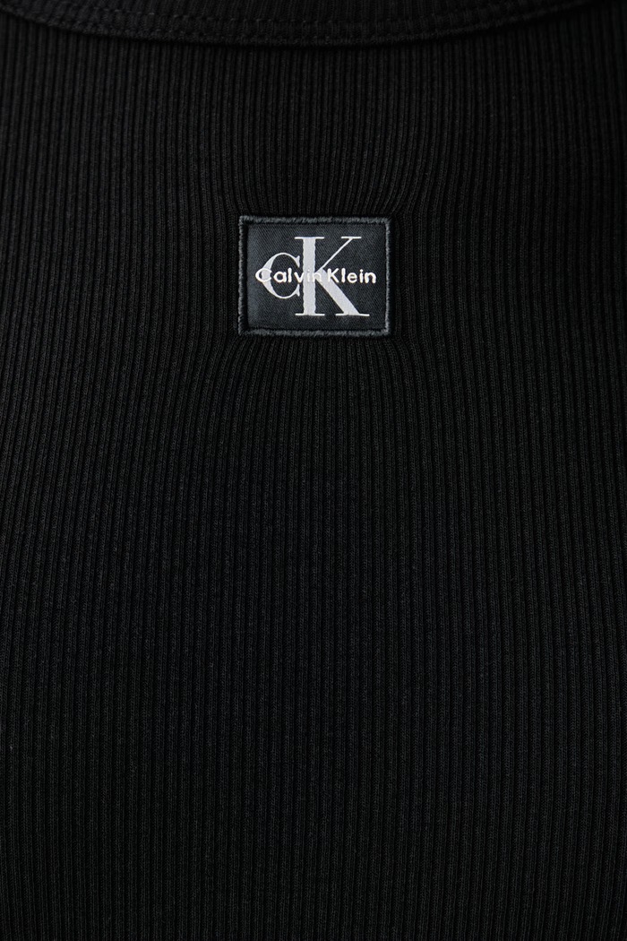 Longsleeve damski bawełniany z elastanem Calvin Klein Jeans LV047H259G czarny