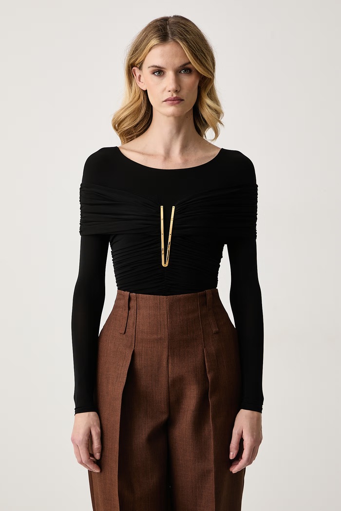 Elisabetta Franchi Body damskie z wiskozą czarny BO04267E2