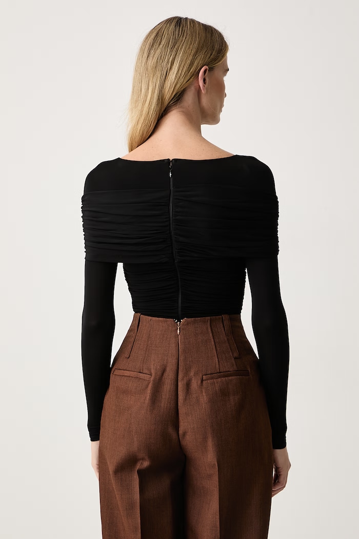 Odzież Elisabetta Franchi Body damskie z wiskozą BO04267E2 czarny