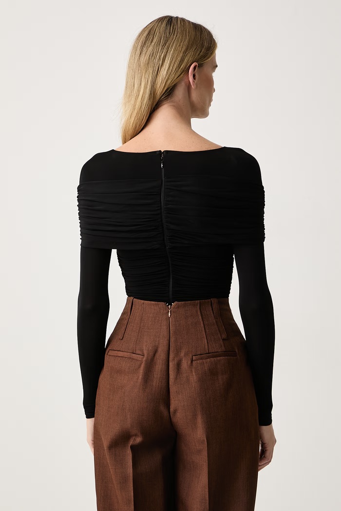 Odzież Elisabetta Franchi Body damskie z wiskozą BO04267E2 czarny