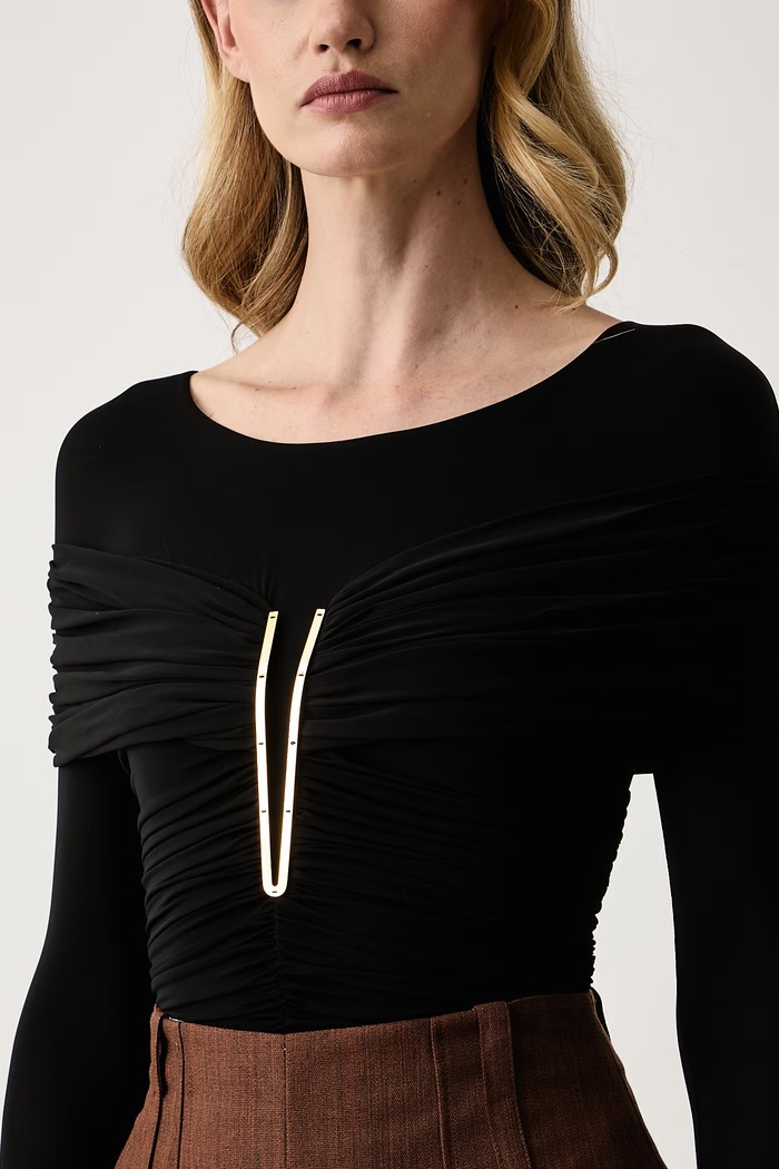 Body damskie z wiskozą Elisabetta Franchi BO04267E2 czarny
