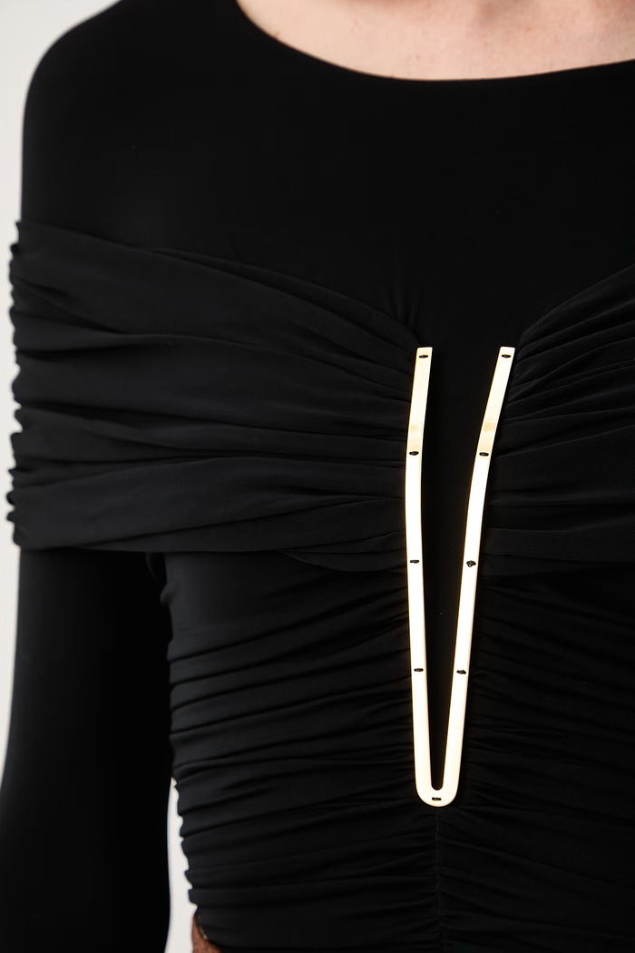 Body damskie z wiskozą Elisabetta Franchi czarny BO04267E2