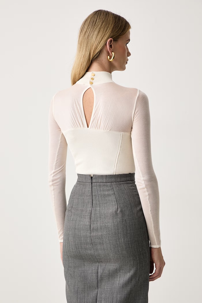Odzież Elisabetta Franchi Body damskie z lyocellem BK09B67E2 beżowy
