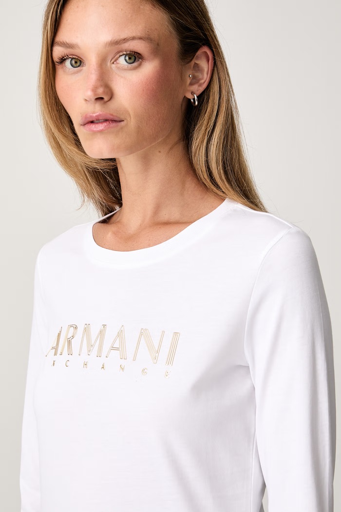 Armani Exchange majica dugih rukava za žene od pamuka bijela XW002761.AF23954