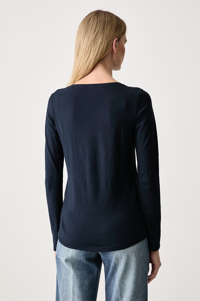 Odzież Sisley Longsleeve damski bawełniany 3BVXP1007 granatowy