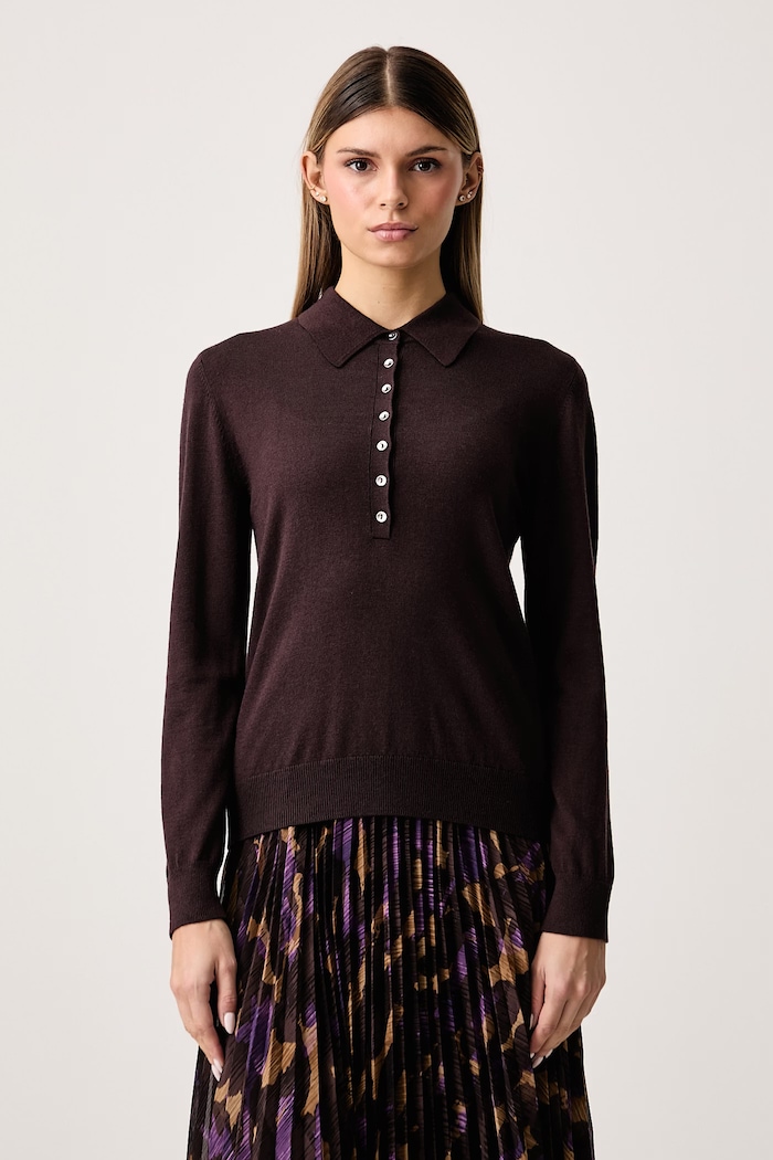 Sisley Sweter damski z dodatkiem wełny brązowy 1SEZL300M