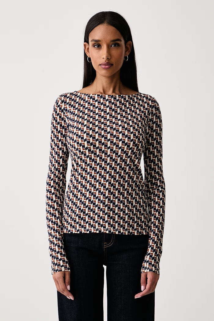 United Colors of Benetton Longsleeve damski z dodatkiem wełny brązowy 3MVKD109Y