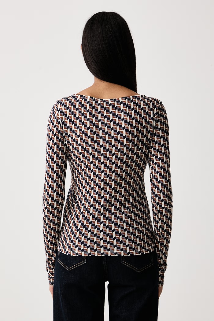United Colors of Benetton Longsleeve damski z dodatkiem wełny 3MVKD109Y brązowy AW26