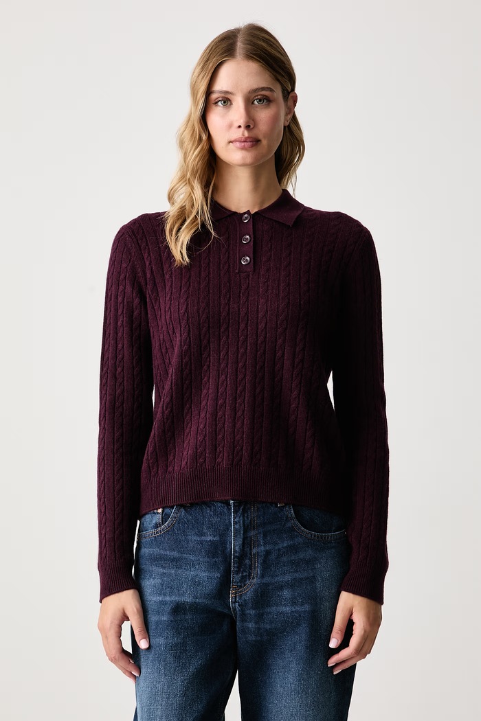United Colors of Benetton Svetr dámský s příměsí vlny burgundské 1S9ZD301W
