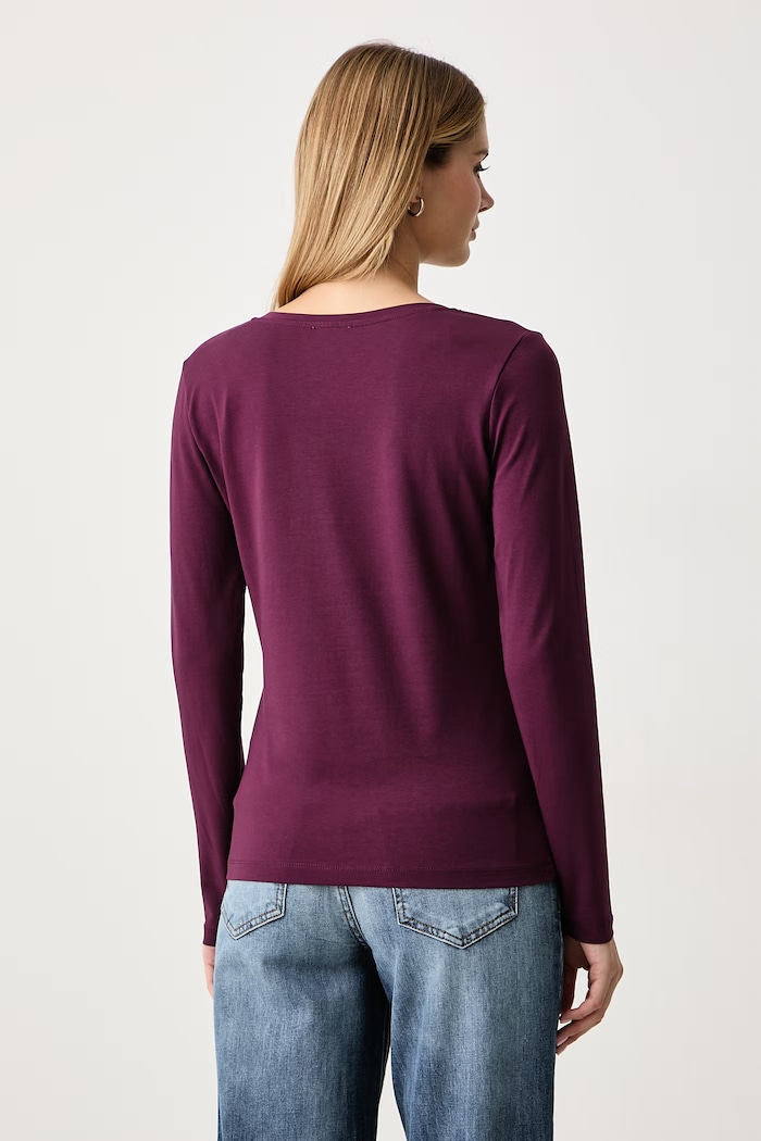 Odzież Fracomina Longsleeve damski z bawełną FP26WT3020J401N5 bordowy