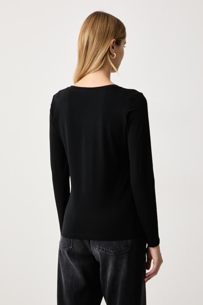 Odzież Fracomina Longsleeve damski z bawełną FP26WT3020J401N5 czarny