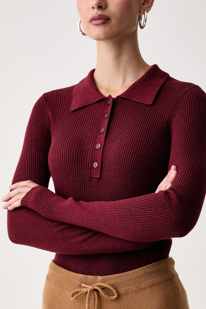 Sweter damski z dodatkiem wełny United Colors of Benetton 1X84D301T bordowy