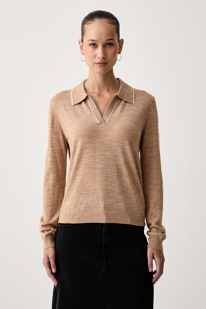United Colors of Benetton Sweter damski wełniany beżowy 1IOVE301V