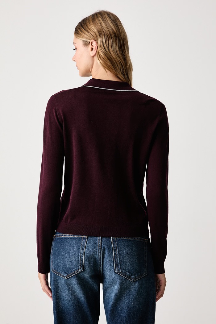 United Colors of Benetton Svetr dámský vlněný 1IOVE301V burgundské AW26