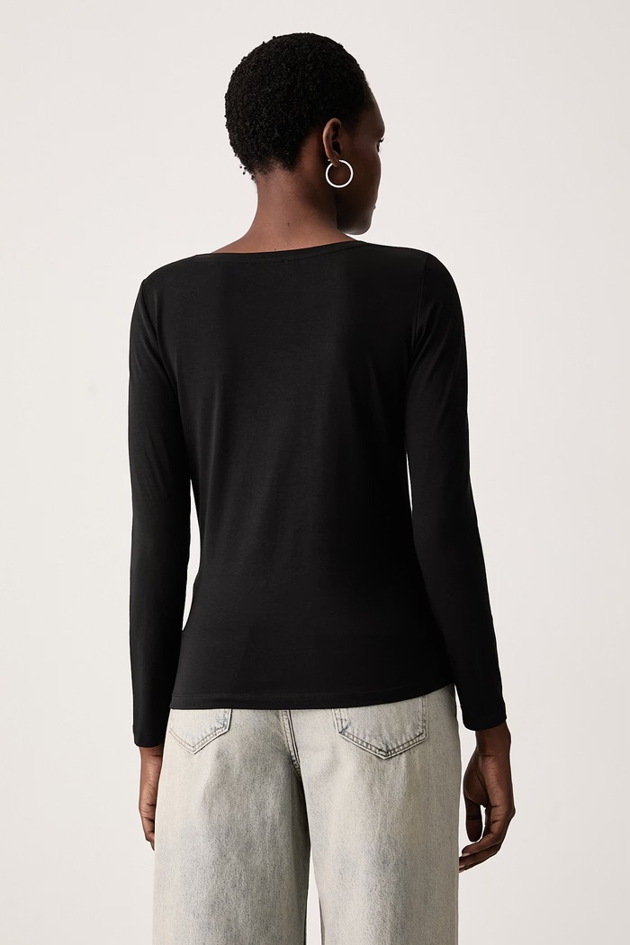 Odzież Gaudi Longsleeve damski bawełniany z elastanem 621BD64022 czarny