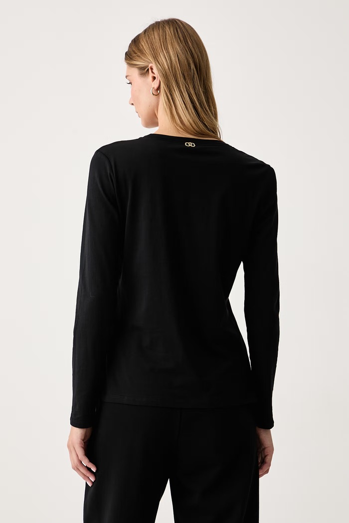 Odzież Liu Jo Longsleeve damski bawełniany TF6273.JS923 czarny