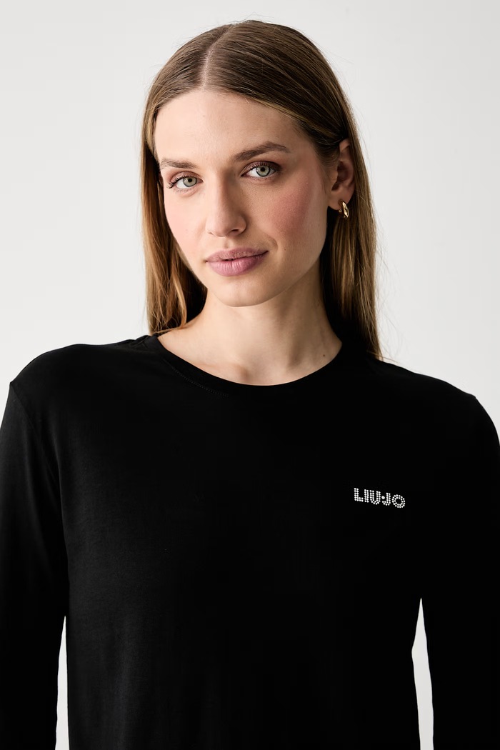 Liu Jo лонгслив для женщин из хлопка чёрный WF6451.J6308