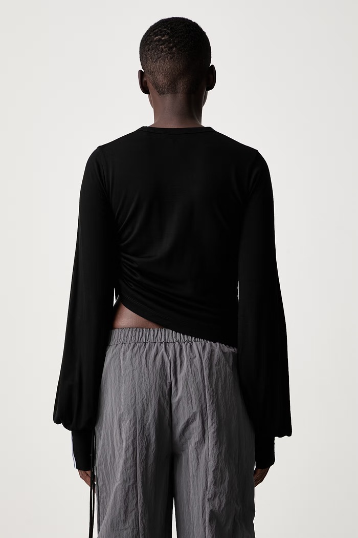 Odzież Y-3 longsleeve damski wełniany CNCH DRAPE LS T KS1425 czarny