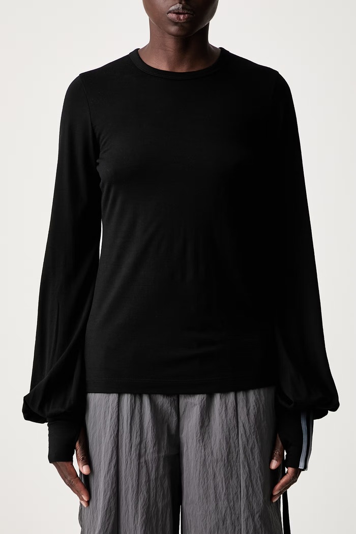 Y-3 longsleeve damski wełniany CNCH DRAPE LS T KS1425 czarny