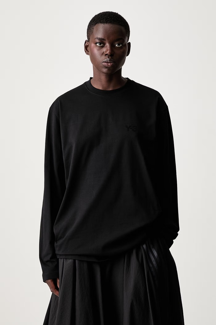 Y-3 longsleeve damski bawełniany U LS TEE czarny KQ9778.D