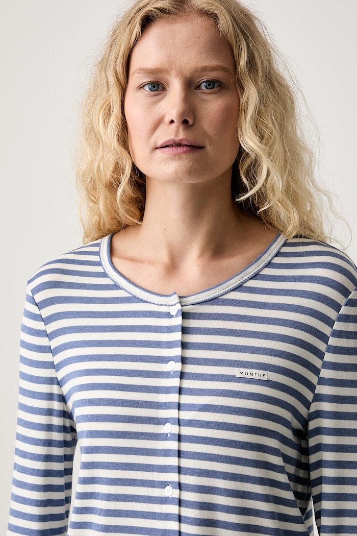 Longsleeve damski z wełną VOELIA MUNTHE 263114526368 niebieski
