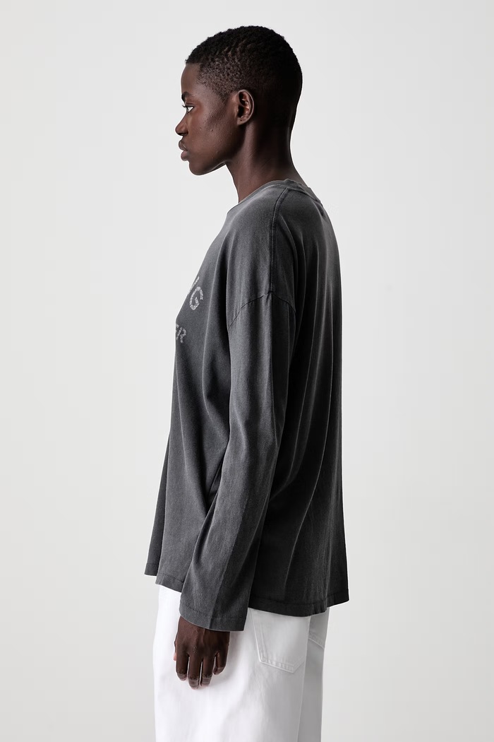 Anine Bing longsleeve damski bawełniany IVAN szary A.08.12757.WBL1
