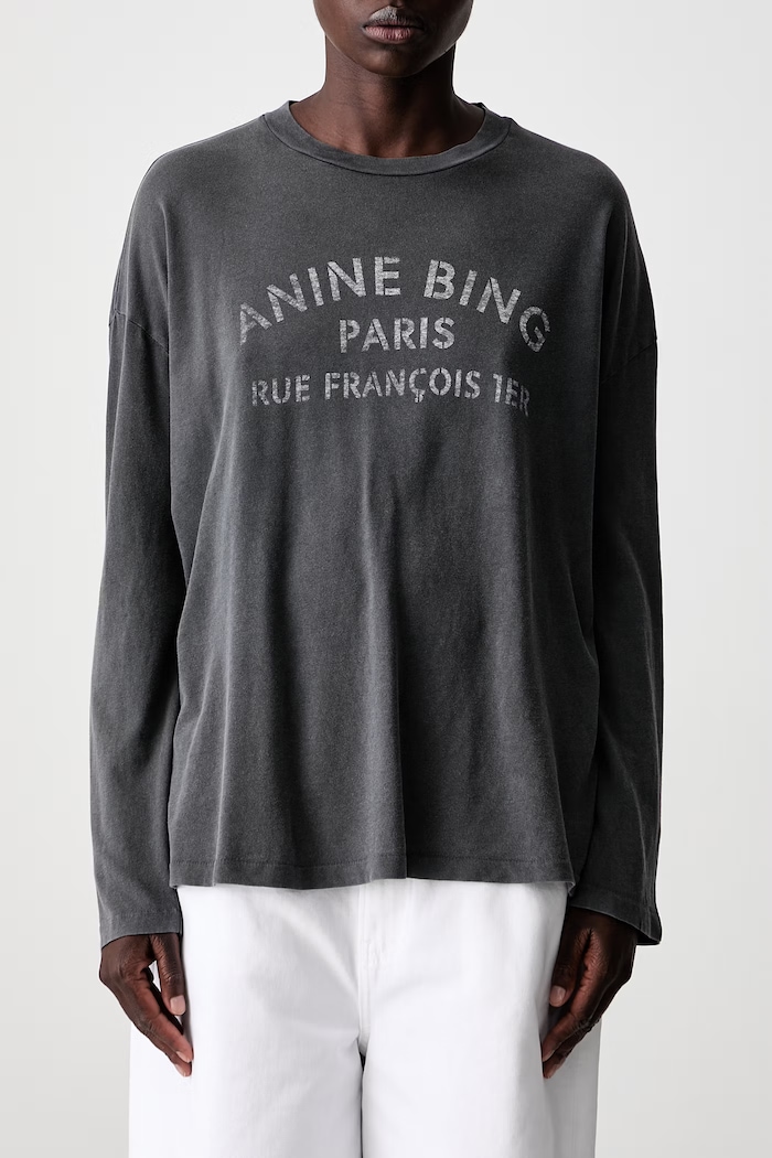 Anine Bing longsleeve damski bawełniany IVAN A.08.12757.WBL1 szary