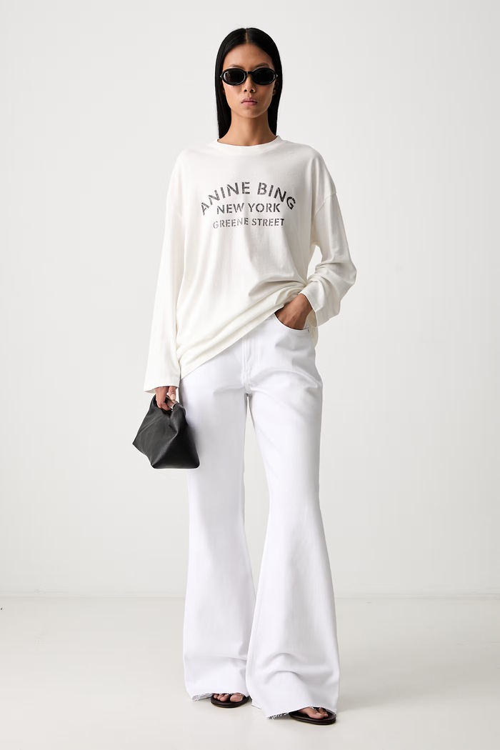 Anine Bing longsleeve damski bawełniany IVAN A.08.12755.IVY1 beżowy AW26