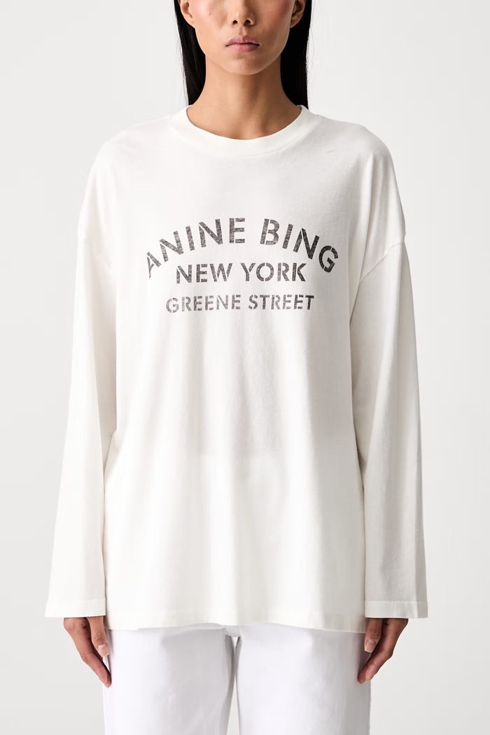 Anine Bing longsleeve damski bawełniany IVAN A.08.12755.IVY1 beżowy