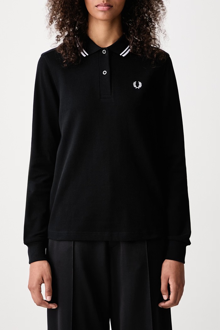 Longsleeve damski bawełniany Fred Perry czarny G3636.350