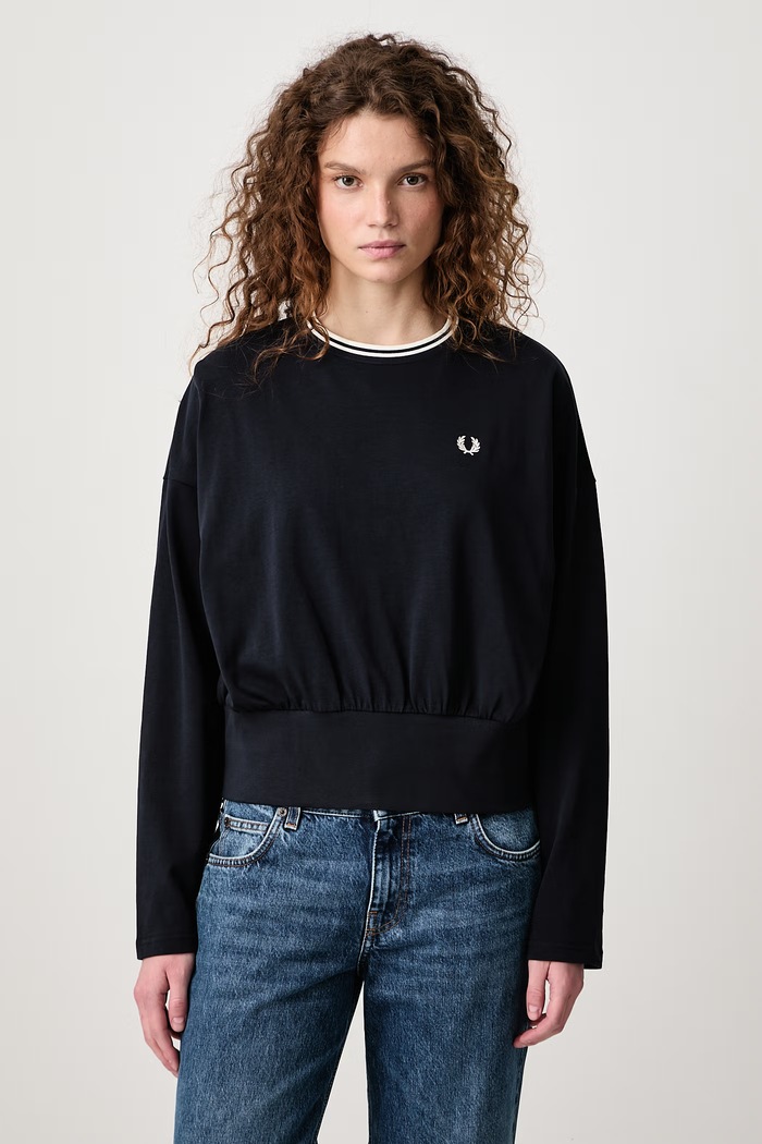 Fred Perry Longsleeve damski bawełniany granatowy G3133.608