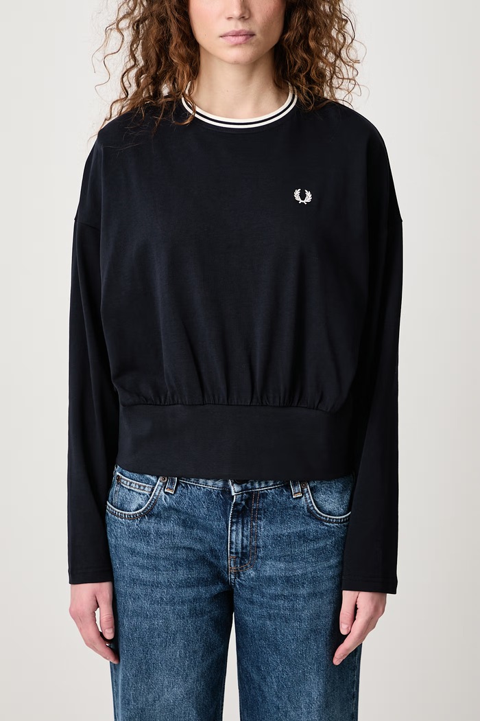 Longsleeve damski bawełniany Fred Perry granatowy G3133.608