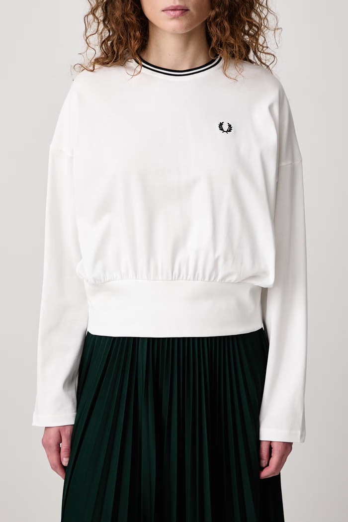 Longsleeve damski bawełniany Fred Perry biały G3133.129