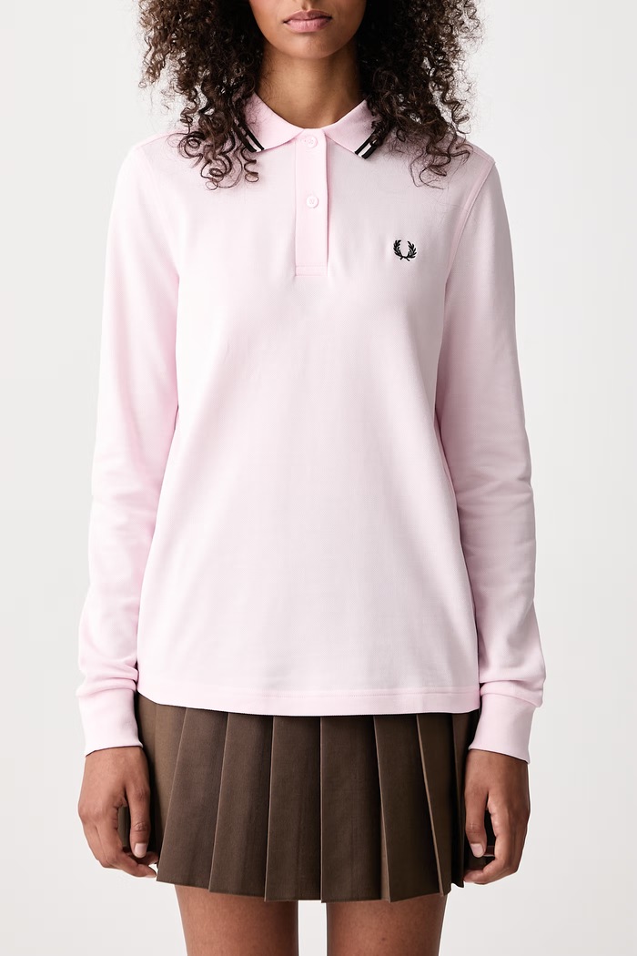Longsleeve damski bawełniany Fred Perry różowy G3636.06D