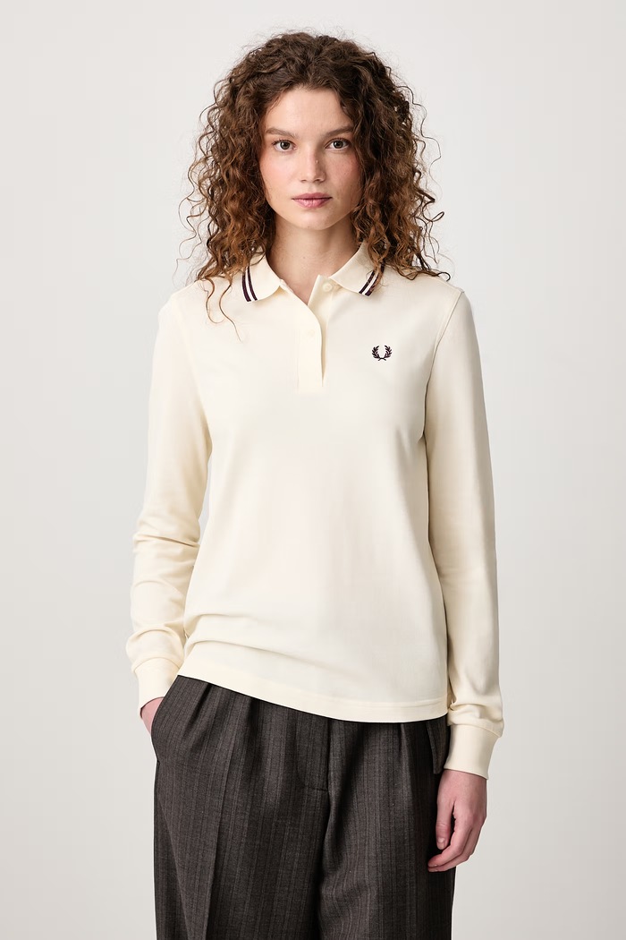 Fred Perry Longsleeve damski bawełniany beżowy G3636.03D