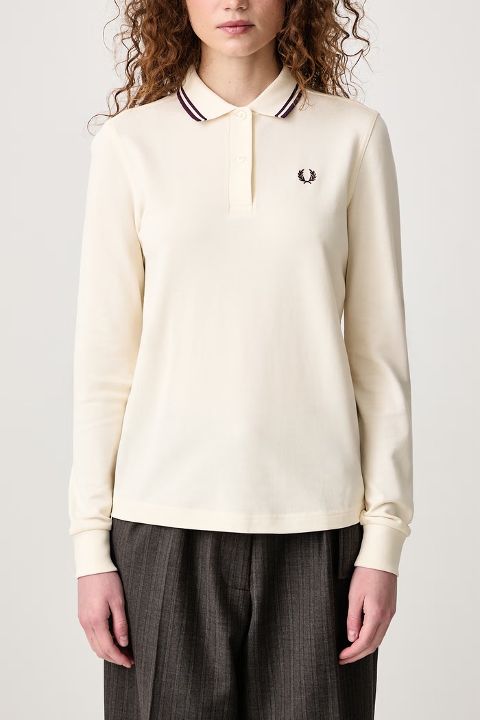 Longsleeve damski bawełniany Fred Perry beżowy G3636.03D