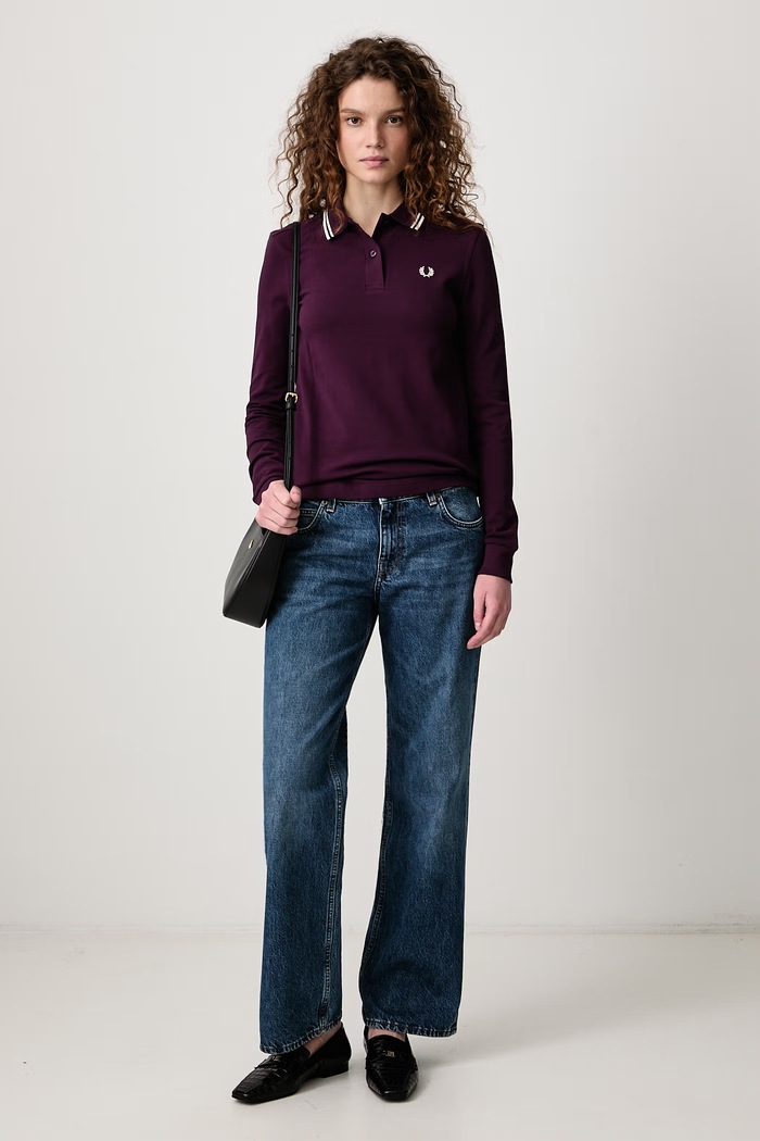 Fred Perry Longsleeve damski bawełniany G3636.05D fioletowy AW26
