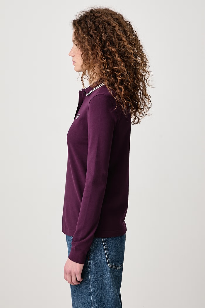 Longsleeve damski bawełniany Fred Perry G3636.05D fioletowy