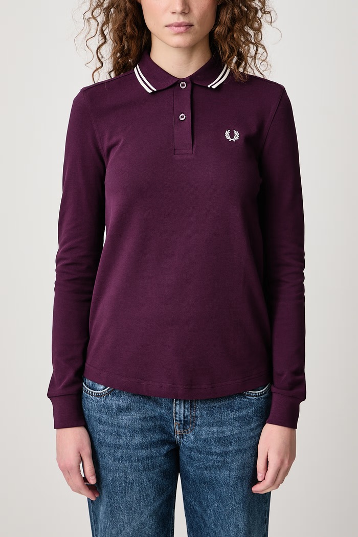 Longsleeve damski bawełniany Fred Perry fioletowy G3636.05D