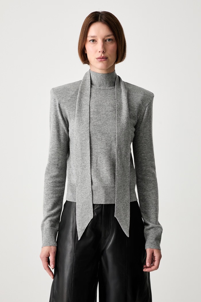 Rotate Sweter damski wełniany WOOL BOW szary 1161831093