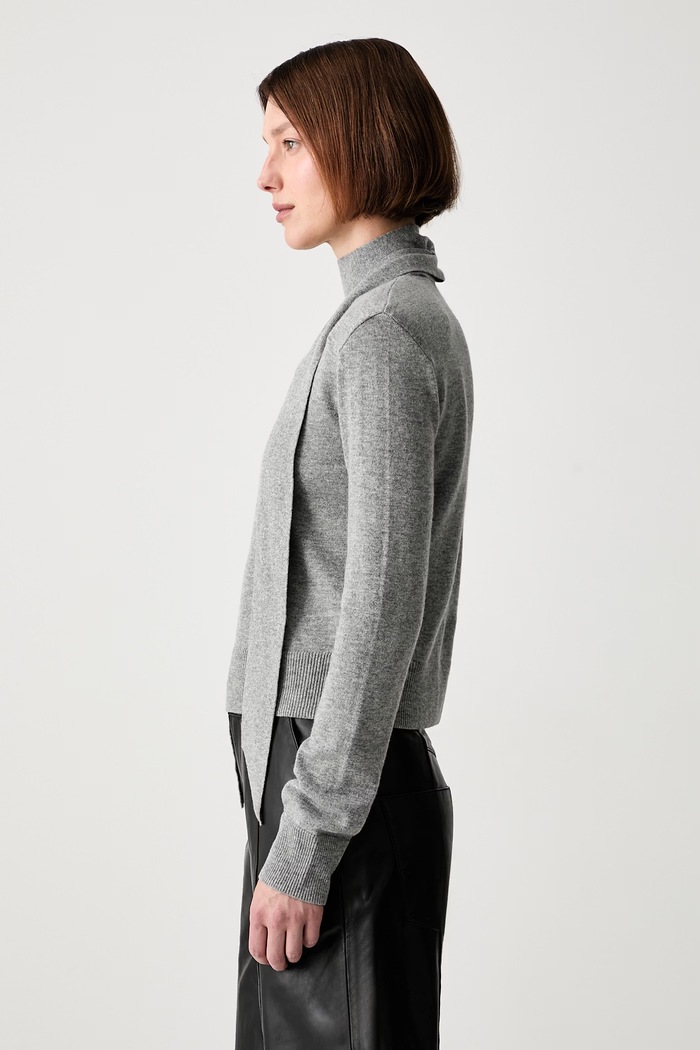 Rotate Sweter damski wełniany WOOL BOW 1161831093 szary AW26