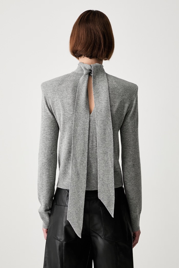 Odzież Rotate Sweter damski wełniany WOOL BOW 1161831093 szary