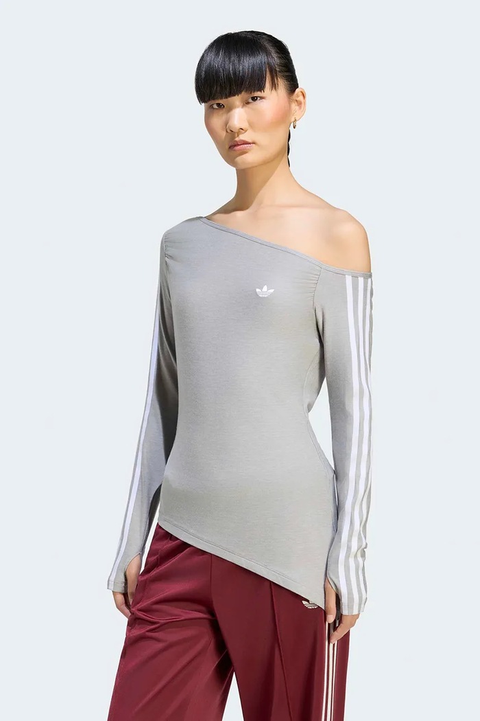 adidas Originals Лонгслив для женщин Asymetric Top серый LE8311