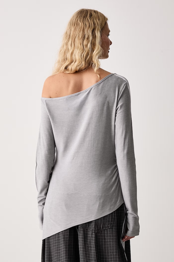Oblečenie adidas Originals Tričko s dlhým rukávom dámske Asymetric Top LE8311 sivá