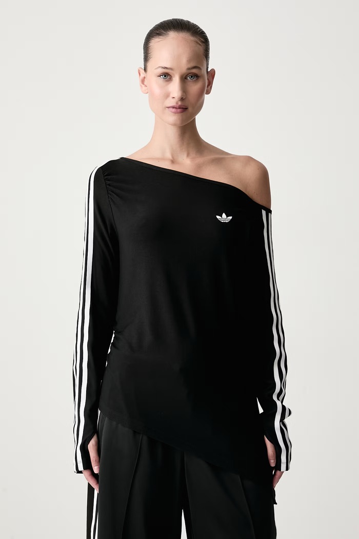 adidas Originals Лонгслів жіночий з віскозою Asymetric Top чорний LE8310